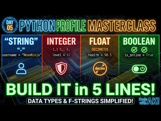 Python Variables & Data Types Explained! (f-strings) | #Day 05 #python