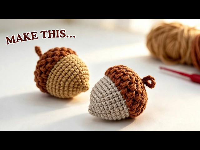 Crochet This Cute Acorn in Minutes!🍂 Beginner Friendly