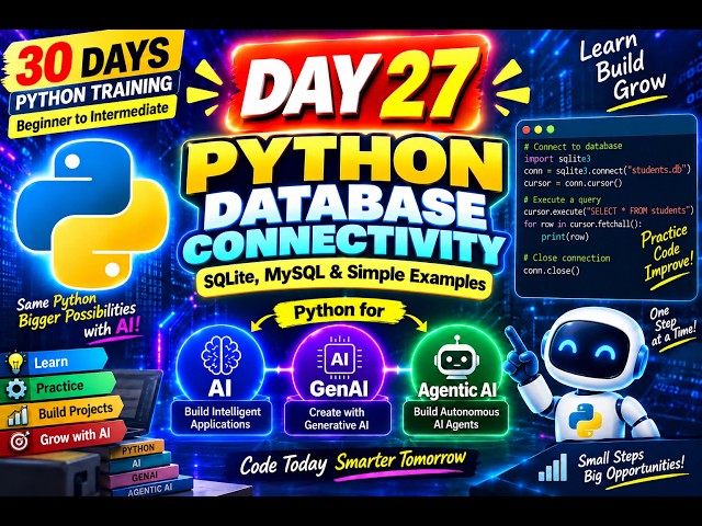 Day 27 | Python Database Connectivity Explained | SQLite, MySQL & Python for AI, GenAI & Agentic AI