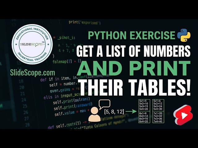 Python Program - Ask user a List of numbers and then print table of those numbers - Exercise