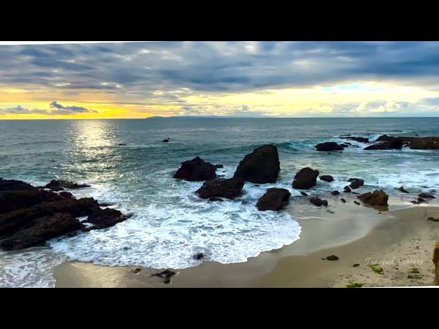 🏝️The Most Beautiful Beaches: Ocean Sunset Glowing Night Ambience & Relaxing Mornings Wave Sounds