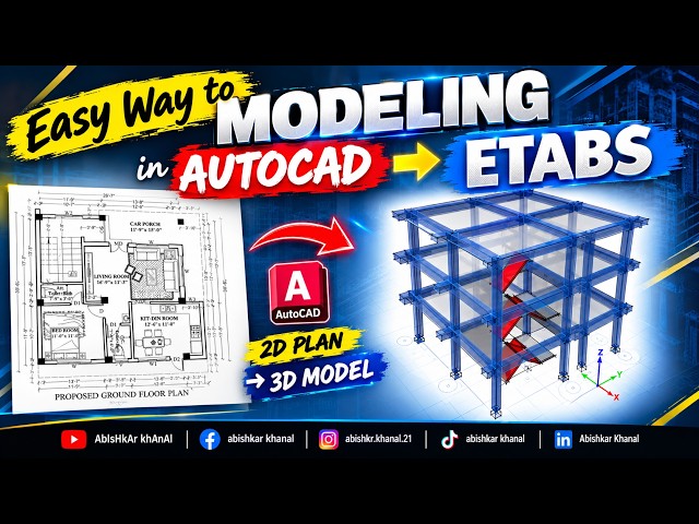 ETABS Modeling Tutorial for Beginners | AutoCAD Floor Plan to 3D Model (Step by Step)