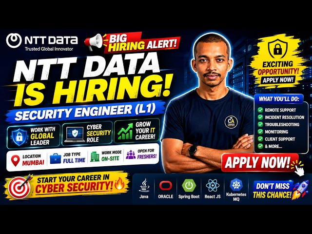 🚨 NTT DATA HIRING 2026 | Security Engineer L1 | Freshers Can Apply? | Mumbai IT Job | Cyber Security