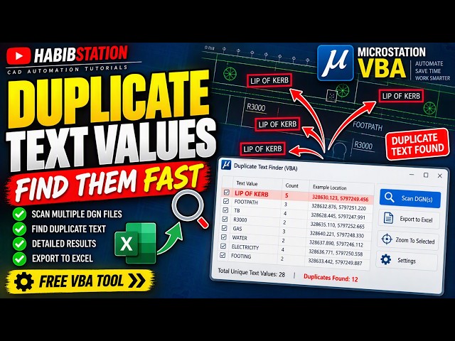 MicroStation 2024 - Introduction To VBA - Find Duplicate Text