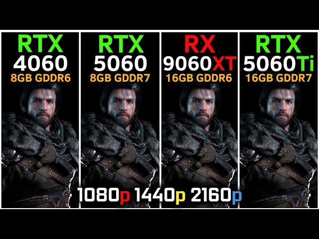RTX 4060 vs RTX 5060 vs RX 9060 XT vs RTX 5060 Ti | 15 Games | DLSS 4 vs FSR 4.1 | 1080p, 1440p, 4K