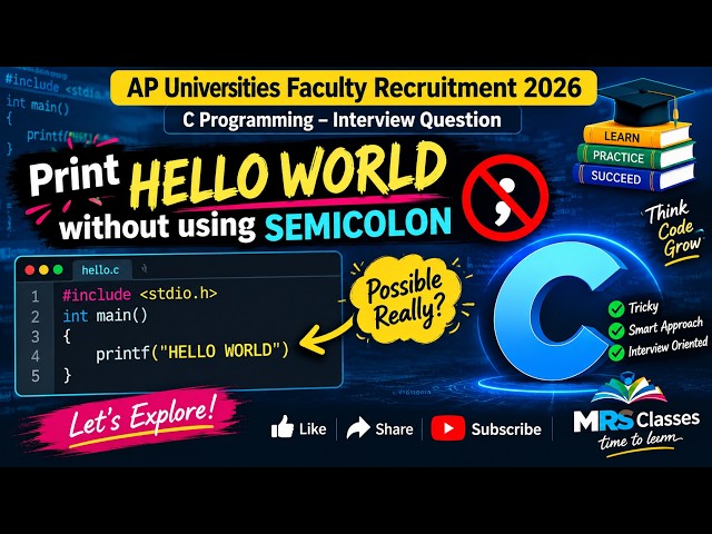 Tricky C Program 🔥 Print HELLO WORLD Without Using Semicolon | AP Universities Recruitment 2026
