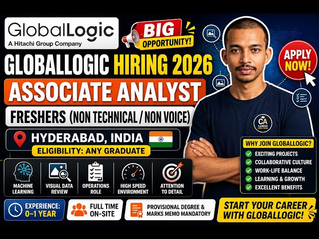 GlobalLogic Hiring 2026 🔥 Associate Analyst | Freshers | Any Graduate | 0–1 Year | Hyderabad