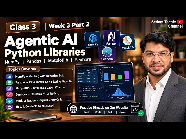 Agentic AI Class 3 Part 2 | NumPy, Pandas, Matplotlib & Seaborn | Python for AI
