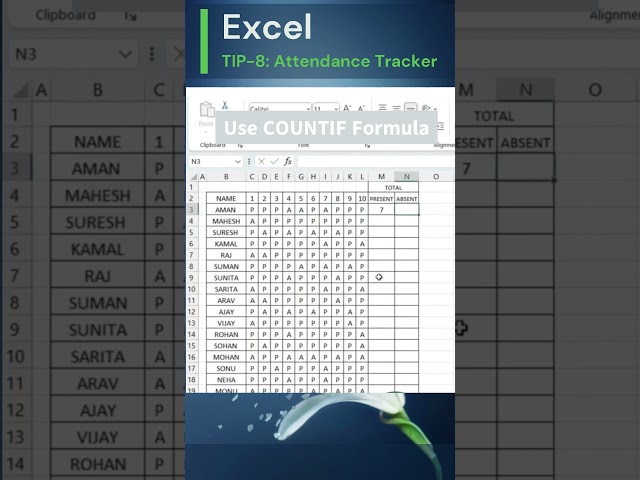 Excel Tips and Tricks  8: Attendance Tracker #excel #spreadsheetmagic #tipsandtricks