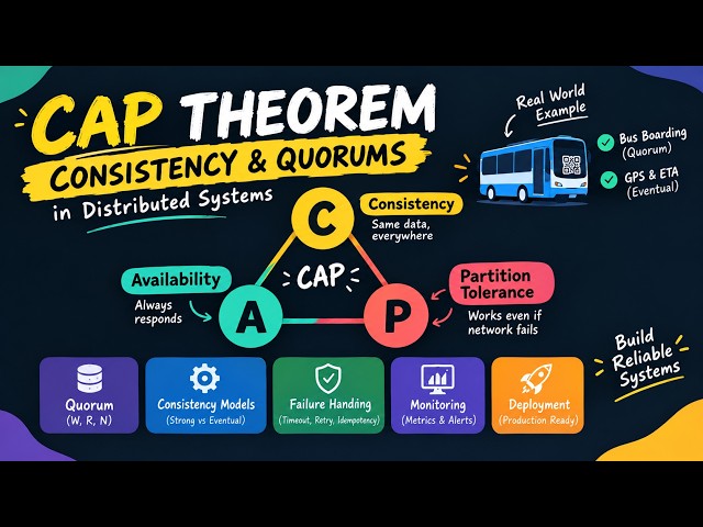 CAP Theorem, Consistency & Quorums Explained | Distributed Systems | Strong vs Eventual Consistency