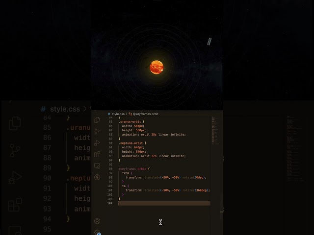 Realistic Solar System Animation | No JavaScript by The Animation Coder #coding #youtubeshorts