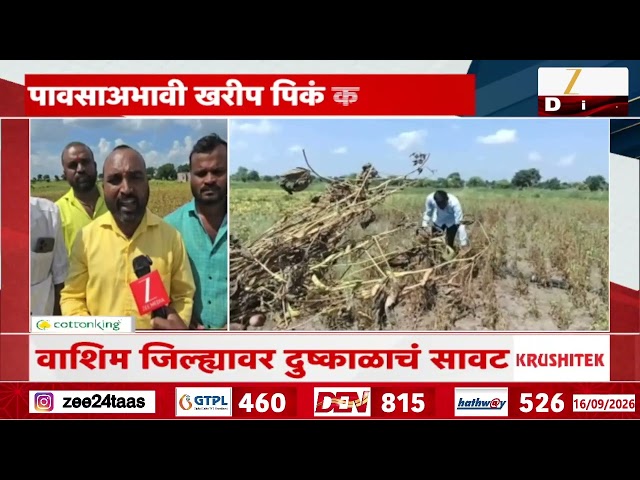 Washim Drought | वाशिम जिल्ह्यावर दुष्काळाचं सावट; पावसाअभावी शेतकरी चिंतेत | Zee24Taas