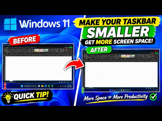How to Make the Windows 11 Taskbar Smaller | Increase Screen Real Estate!