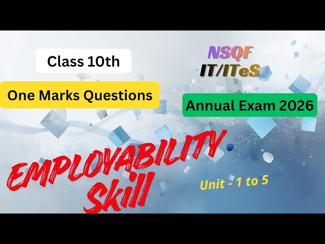 Class 10 IT/ITeS (NSQF) – Employability Skills | One Mark Questions | Annual Exam 2026 (Unit 1–5)