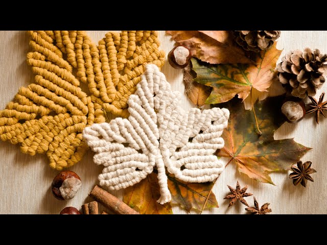 How to make macrame maple leaf pattern coaster: DIY maple leaf macrame coaster tutorial step by step
