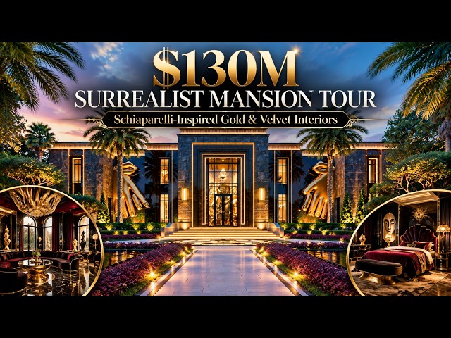 $130M Surrealist Mansion Tour 🖤 Schiaparelli-Inspired Gold & Velvet Interiors