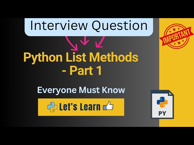 Python List Methods Explained | append, extend, insert, remove, pop with Examples