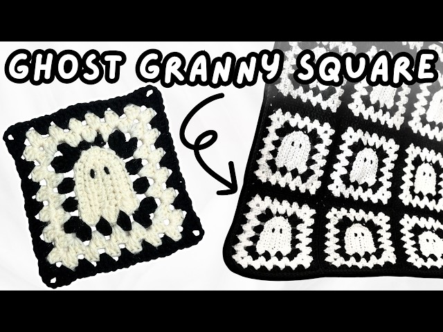easy crochet ghost granny square 👻 how to crochet a ghost granny square | beginner friendly tutorial