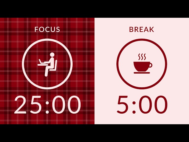 25/5 Pomodoro Timer with Brown Noise 🎧 2-Hour Study with Me for Deep Focus & ADHD ✨