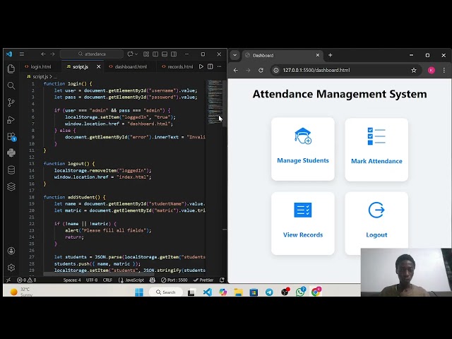 Attendance Management System Using HTML, CSS & JavaScript | | Beginner Project