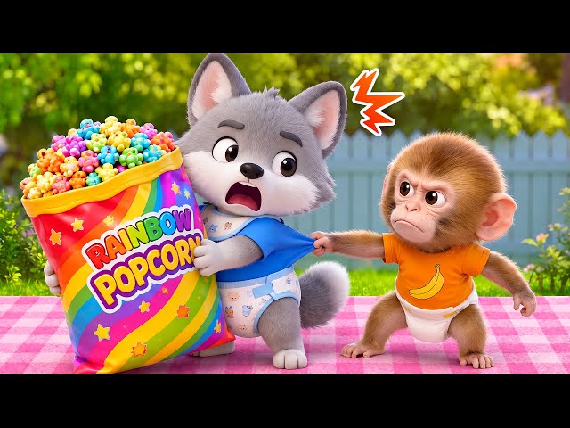 Sharing is Caring | Baby Monkey, Can You Share Popcorn? | Nursery Rhymes & Kids Songs
