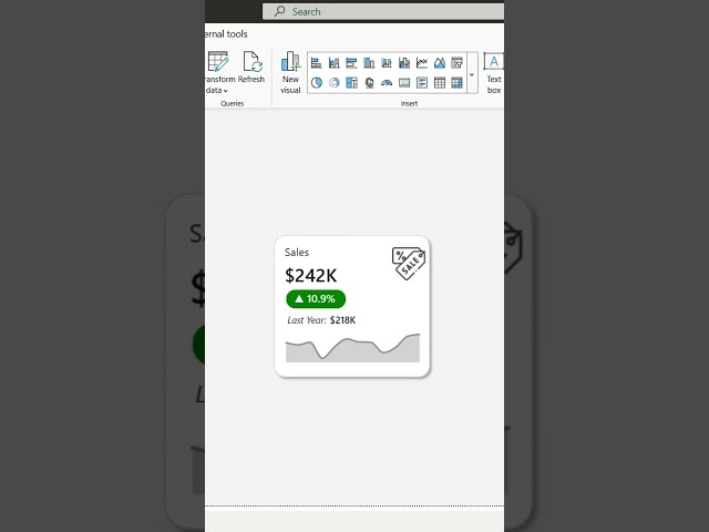 How to create a KPI Card Visual in Power BI | KPI with a Trendline and variance #powerbi #kpi