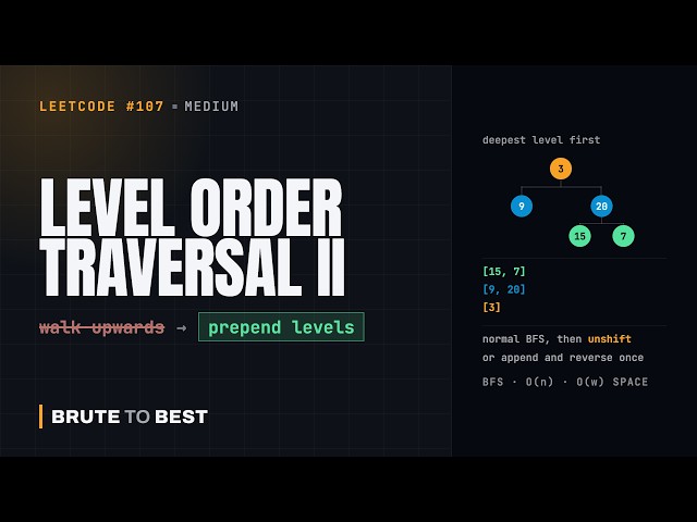 LeetCode #107: Level Order Traversal II — Bottom-Up in One Pass