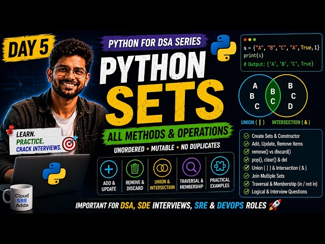 Python Set Data Structure | Day 5 | All Set Methods & Operations | Python Full Course | Coding | DSA