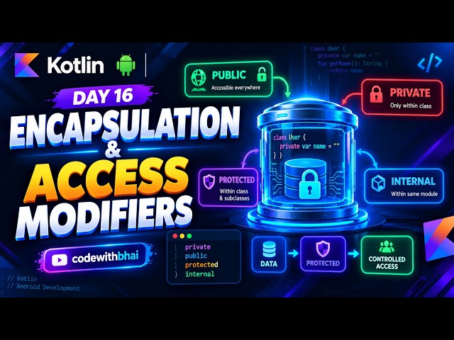 Kotlin Encapsulation & Access Modifiers Explained | Day 16 | Kotlin Tutorial