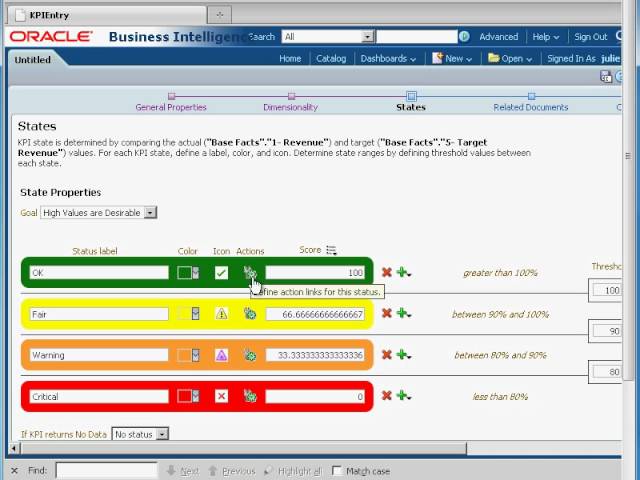 OBIEE Training - OBIEE 11g KPIs (Key Performance Indicators) and KPI Watchlist Tutorial