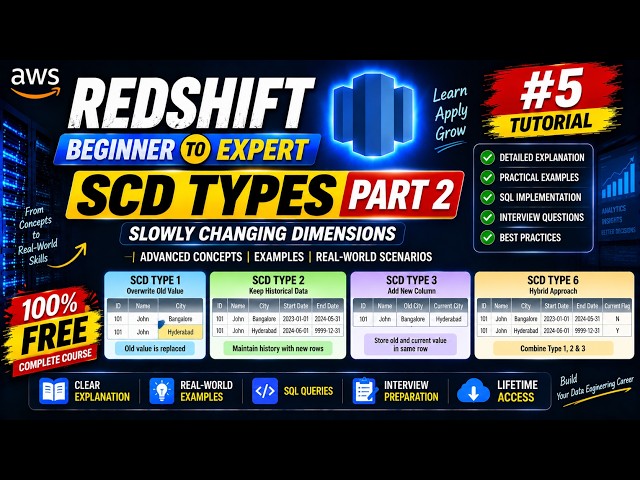 AWS Redshift Tutorial #5 | SCD Types Part 2 | Slowly Changing Dimensions | Beginner to Expert