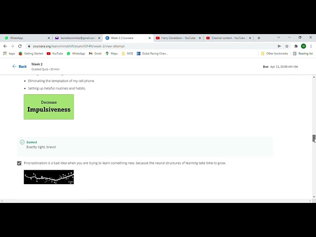 Coursera Mindshift Week 2 Exam