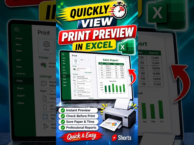 Quickly View Print Preview in Excel #excel #exceltips #exceltutorial #exceltricks #excelshortcuts
