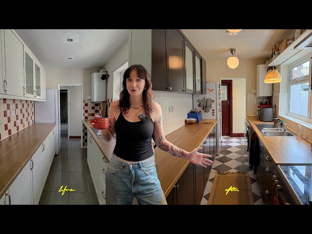 kitchen makeover on a budget !! from dark and gloomy to cosy and warm