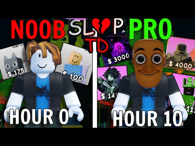 I Spent 10 HOURS Going NOOB TO PRO In SLOP TOWER DEFENSE & Obtaining INSANE GODLIES