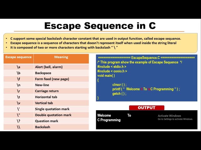 Escape Sequence in C Programming | What is Backslash Character Constants ?