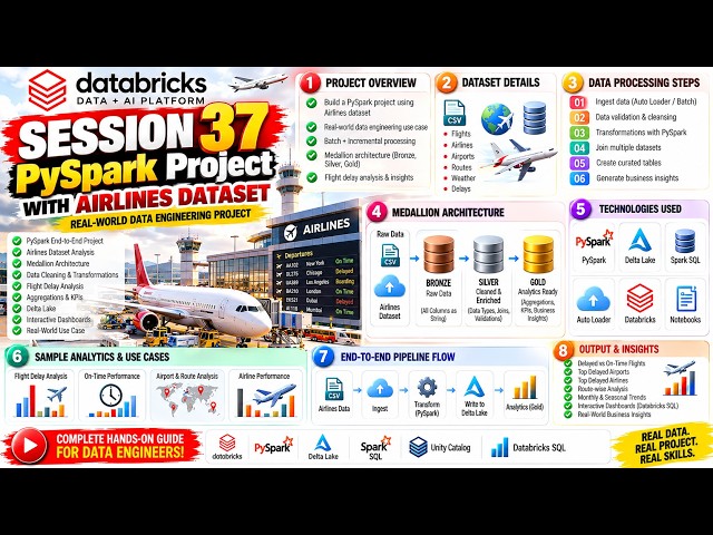 Databricks Session 37 : Airline Project medallion architecture | Databricks PySpark Project 🚀