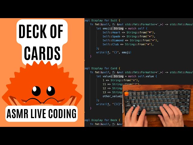 ASMR Live Coding | Rust | Build, Shuffle and Display a Deck of Cards | No talking