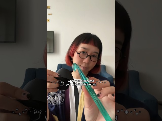 pov: you crocheted your favorite ribbon bag 🎀 #crochet #crochetbag  #coquetteaesthetic