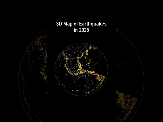 3D Map of Earthquakes in 2025 #earthquake #naturaldisaster #tectonicplates #earth #global #map