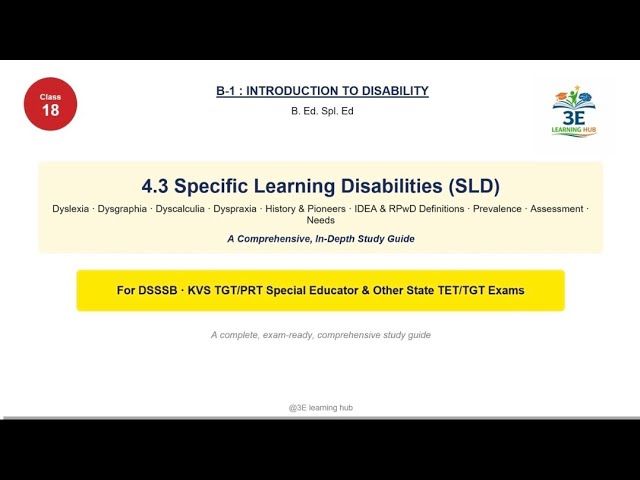 Class 18 || Specific Learning Disabilities || B-1