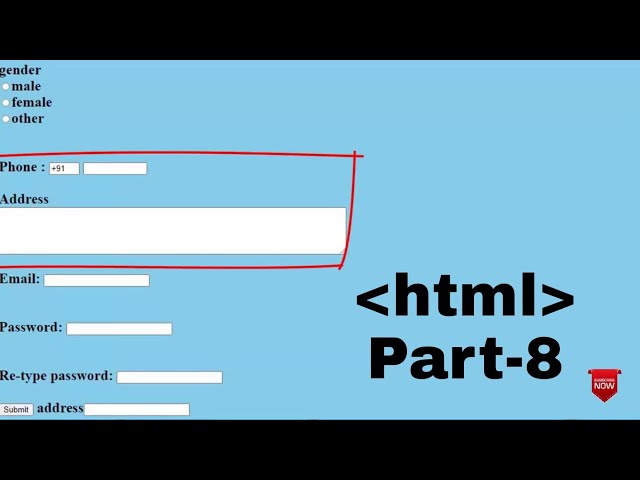 how to add mobile and address on html webpage registration form //html tutorial in hindi
