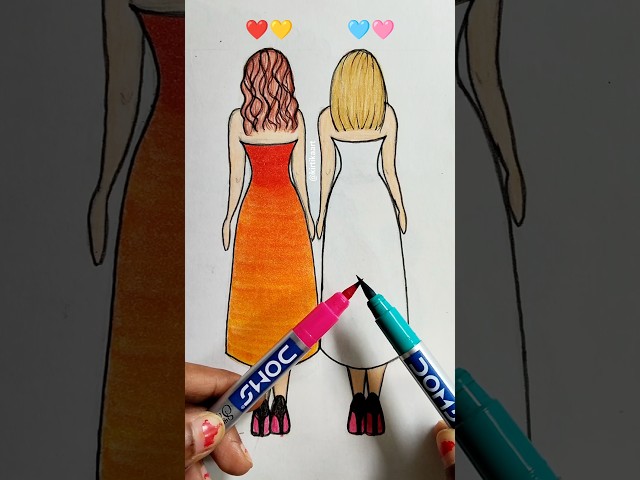 who is the best?💛❤️ Vs 🩵🩷 #satisfying #drawing #art #trending #shorts