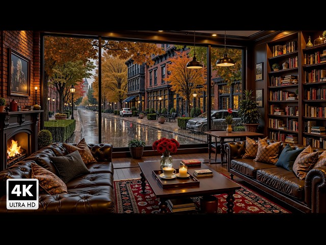 Beautiful Rainy Day at a London Cafe ~ Gentle Autumn Jazz Music Soothes the Soul