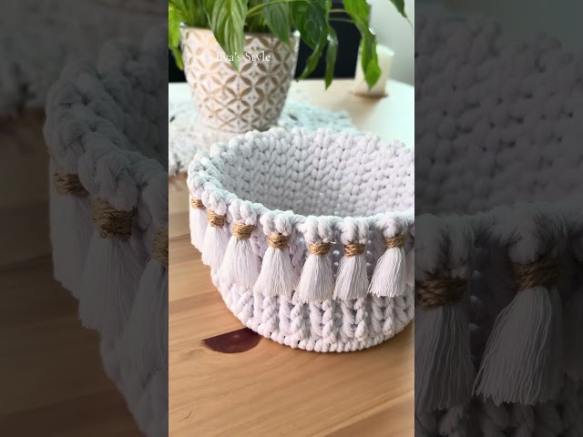 Macramé Storage Basket💕 The knot pattern I used is featured in one of my previous tutorial videos.✨