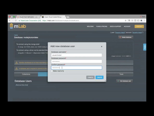 Tutorial de Creación de una Base de Datos MongoDB con mLab