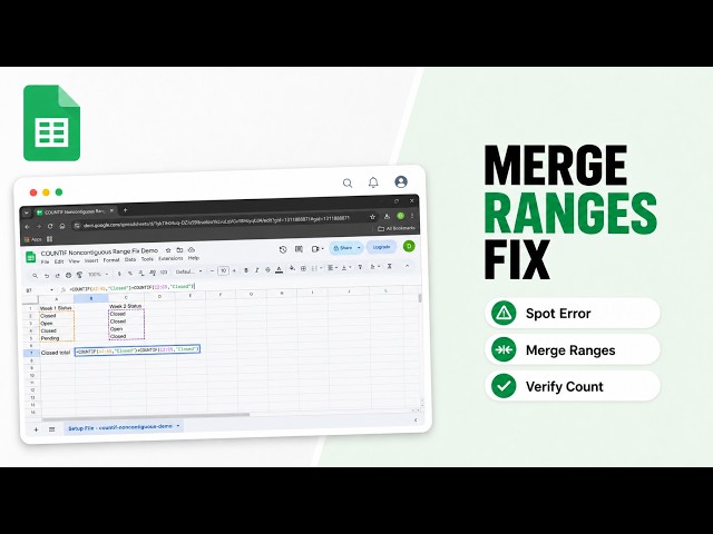 How to Fix COUNTIF Error with Noncontiguous Ranges in Google Sheets
