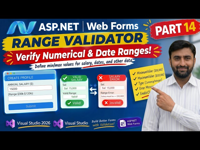 RangeValidator in ASP.NET | Validation in ASP.NET Webforms | ASP.NET Tutorials | Part 14