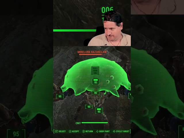 "Aim for the Face!" | Mirelurk VATS Panic 🦀💥 #sourkoolaidshow #fallout4  #gameclips #shorts
