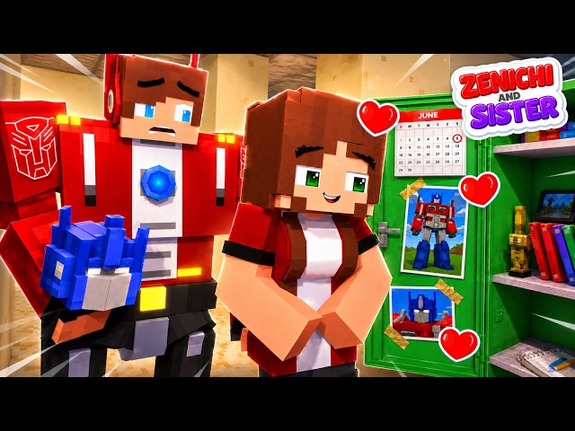 Sister is a Fan of JJ Optimus Prime  - JJ x Sister Story - Minecraft Animation